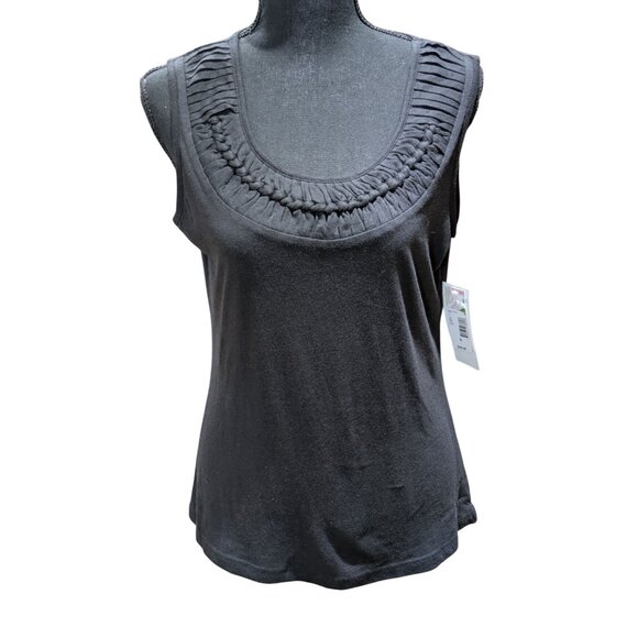 Notations Womens Black Sleeveless Top With Ruched Neckline S NEW with Tags - Picture 1 of 9